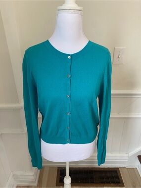 Massimo Dutti Teal Silk/Cotton Cardigan